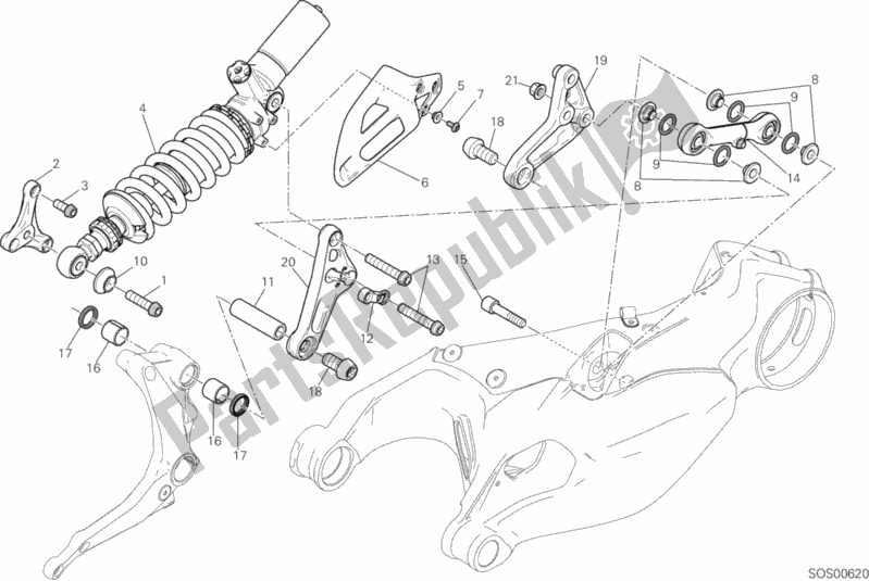 All parts for the Sospensione Posteriore of the Ducati Superbike 1199 Panigale ABS 2014
